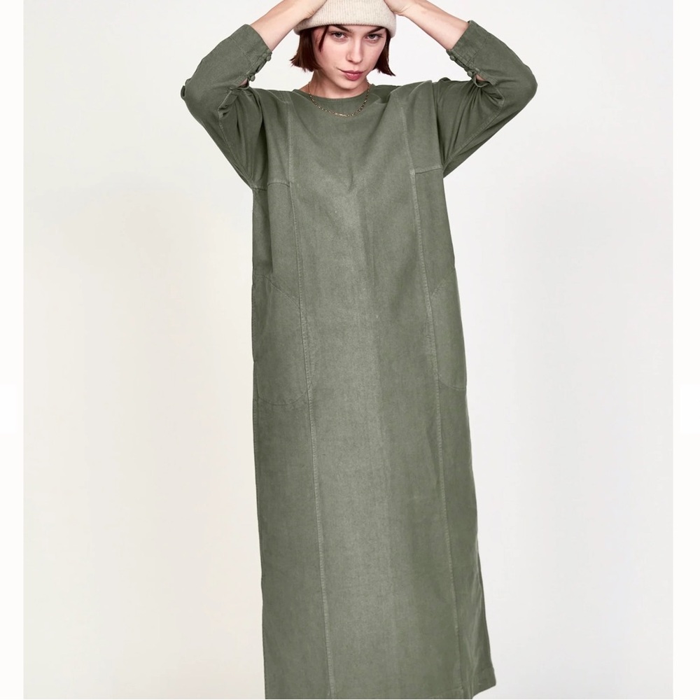 MIRTH Curaçao Canvas Dress Olive Green Size Large